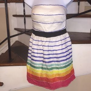 Fun strapless bell dress. Falls above knees